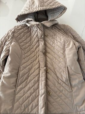 Calvin Klein Beige Quilted Hooded Women's Coat